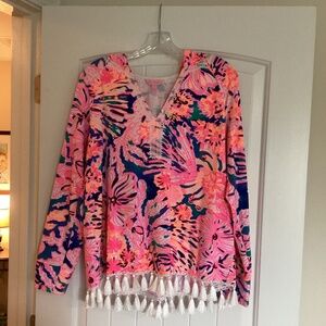 Lilly Pulitzer V Neck Hoodie Size L